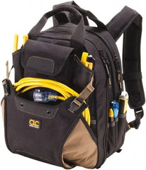 CLC - 44 Pocket Black & Khaki Polyester Backpack Tool Bag - 13" Wide x 7-1/2" Deep x 16" High - Americas Industrial Supply