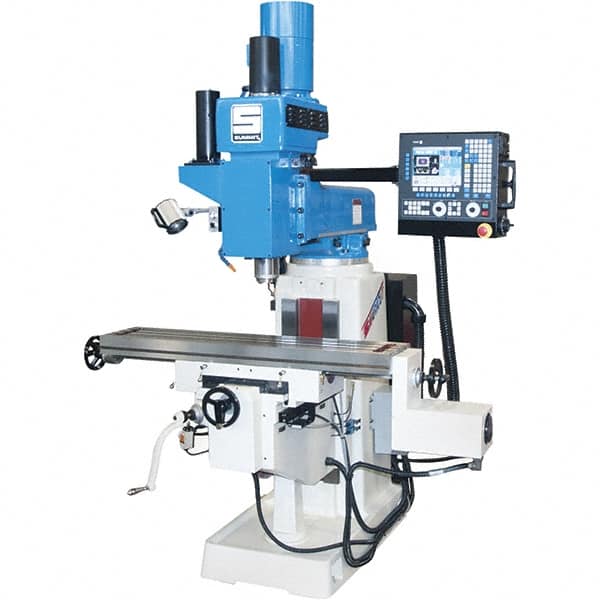 Summit - 20" Table Width x 52" Table Length, Electronic Variable Speed Control, 3 Phase Knee Milling Machine - CAT40 Spindle Taper, 5 hp - Americas Industrial Supply