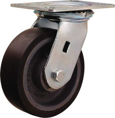 Hamilton - 6" Diam x 2" Wide x 7-1/2" OAH Top Plate Mount Swivel Caster - Polyurethane Mold onto Cast Iron Center, 1,500 Lb Capacity, Sealed Precision Ball Bearing, 4-1/2 x 6-1/4" Plate - Americas Industrial Supply