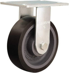 Hamilton - 6" Diam x 2" Wide x 7-1/2" OAH Top Plate Mount Rigid Caster - Polyurethane Mold onto Cast Iron Center, 1,500 Lb Capacity, Sealed Precision Ball Bearing, 4-1/2 x 6-1/4" Plate - Americas Industrial Supply