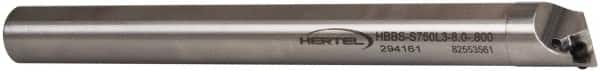 Hertel - 0.8" Min Bore Diam, 8" OAL, 3/4" Shank Diam, HBBS Indexable Boring Bar - 3" Max Bore Depth, WPMT Insert, Screw Holding Method - Americas Industrial Supply