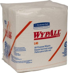 WypAll - L40 1/4 Fold General Purpose Wipes - Poly Pack, 13" x 12-1/2" Sheet Size, White - Americas Industrial Supply