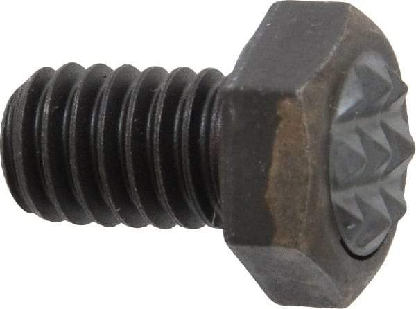 Fairlane - Serrated Tooth, 5/16-18, 1/2" Shank Length, 1/2" Thread Length, Black Oxide Finish, Hex Head, Adjustable Positioning Gripper - 3/8" Pad Diam, 1/2" Hex, 1/4" Head Height, Fine Tooth Grade - Americas Industrial Supply