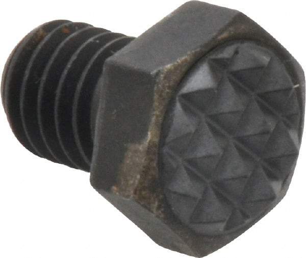 Fairlane - Serrated Tooth, 3/8-16, 1/2" Shank Length, 1/2" Thread Length, Black Oxide Finish, Hex Head, Adjustable Positioning Gripper - 1/2" Pad Diam, 9/16" Hex, 9/32" Head Height, Fine Tooth Grade - Americas Industrial Supply