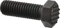 Fairlane - Serrated Tooth, 1/2-13, 1-1/2" Shank Length, 1-1/2" Thread Length, Black Oxide Finish, Hex Head, Adjustable Positioning Gripper - 5/8" Pad Diam, 3/4" Hex, 23/64" Head Height, Fine Tooth Grade - Americas Industrial Supply