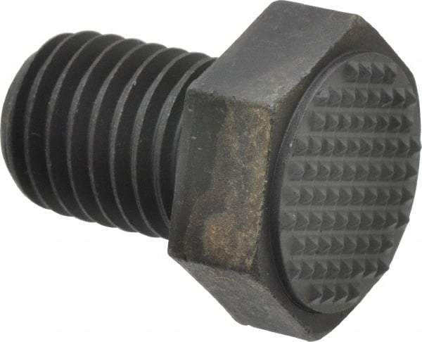 Fairlane - Serrated Tooth, 3/4-10, 1" Shank Length, 1" Thread Length, Black Oxide Finish, Hex Head, Adjustable Positioning Gripper - 1" Pad Diam, 1-1/8" Hex, 1/2" Head Height, Extra Fine Tooth Grade - Americas Industrial Supply