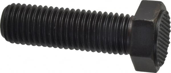 Fairlane - Serrated Tooth, 3/4-10, 2-1/2" Shank Length, 1-3/4" Thread Length, Black Oxide Finish, Hex Head, Adjustable Positioning Gripper - 1" Pad Diam, 1-1/8" Hex, 1/2" Head Height, Extra Fine Tooth Grade - Americas Industrial Supply