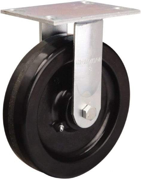 Hamilton - 8" Diam x 2" Wide x 9-1/2" OAH Top Plate Mount Rigid Caster - Phenolic, 900 Lb Capacity, Straight Roller Bearing, 4-1/2 x 6-1/4" Plate - Americas Industrial Supply