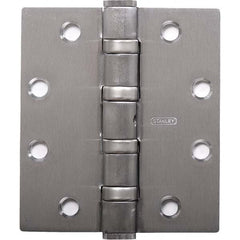 Stanley - 5" Long x 5" Wide Grade 1 304 Stainless Steel Full Mortise Ball Bearing Commercial Hinge - Americas Industrial Supply