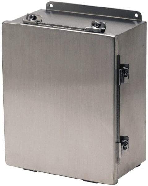 Cooper B-Line - Stainless Steel Standard Enclosure Hinge Flat Cover - NEMA 4, 12, 13, 3RX, 4X, 10" Wide x 12" High x 6" Deep, Corrosion Resistant, Dust-tight, Rainproof & Watertight - Americas Industrial Supply