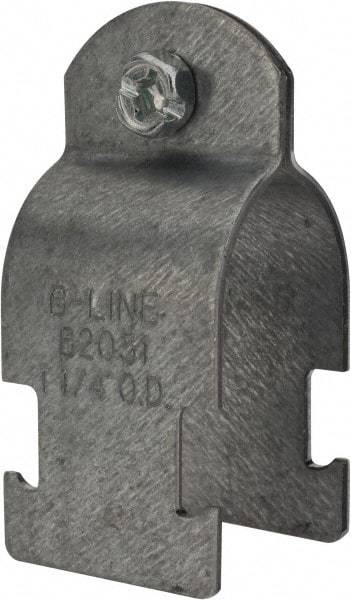 Cooper B-Line - 1-1/4" Pipe, 14 Gauge, Grade ASTM A1011," Pipe or Conduit Clamp - Zinc Plated, 600 Lb Capacity, All Conduit - Americas Industrial Supply