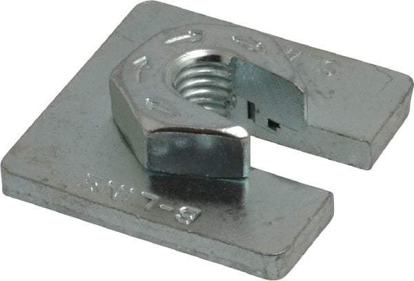 Cooper B-Line - 3/8" Rod, Zinc Plated Carbon Steel Slip On Square Washer, Lock Strut Nut - 730 Lb Capacity, 3/8-16" Bolt, 1 Hole, Used with Cooper B Line Channel & Strut (All Sizes Except B62 & B72) - Americas Industrial Supply