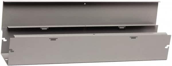 Cooper B-Line - 6" High x 152mm Wide x 12" Long, Screw Mount Solid Wall Wire Duct - Gray, 3 (Bottom) & 3 (Top) Knockouts, Hinged Cover, Steel - Americas Industrial Supply