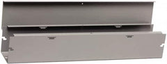 Cooper B-Line - 6" High x 152mm Wide x 48" Long, Screw Mount Solid Wall Wire Duct - Gray, 15 (Bottom) & 15 (Top) Knockouts, Hinged Cover, Steel - Americas Industrial Supply