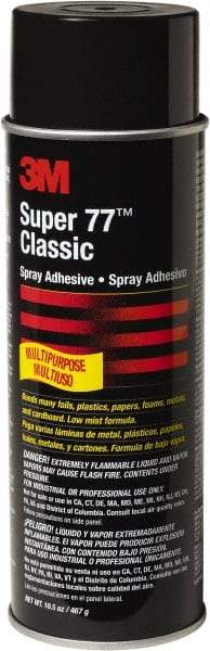 3M - 24 oz Aerosol Clear Spray Adhesive - High Tack, 150°F Heat Resistance, Low Strength Bond, Series 77 - Americas Industrial Supply