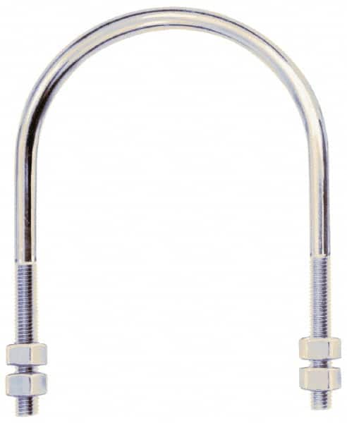 Gibraltar - 3/4-10 UNC, 13-13/16" Long, Round U Bolt Clamp with No Mount Plate for 10" Pipe - 4" Thread Length, 10-7/8" Wide, Grade C-1010 Steel - Americas Industrial Supply