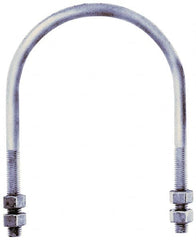 Gibraltar - 3/4-10 UNC, 13-13/16" Long, Round U Bolt Clamp with No Mount Plate for 10" Pipe - 4" Thread Length, 10-7/8" Wide, Grade C-1010 Steel - Americas Industrial Supply