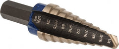 Irwin - 9 Hole Sizes, 1/4 to 3/4" Hole Diam Cobalt Speedpoint Step Drill Bit - Americas Industrial Supply