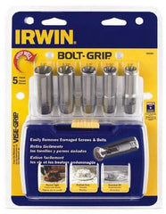 Irwin - 5 Piece Bolt & Screw Extractor Set - 3/8" Drive, Molded Plastic Case - Americas Industrial Supply