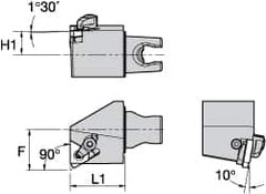 Kennametal - Insert Style LT 16EL, 30mm Head Length, Right Hand Cut, External Modular Threading Cutting Unit Head - System Size KM25, 22mm Center to Cutting Edge, Series LT Threading - Americas Industrial Supply