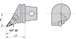 Kennametal - Right Hand Cut, Size KM32, VBMR Insert Compatiblity, External Modular Turning & Profiling Cutting Unit Head - 22mm Ctr to Cutting Edge, 35mm Head Length, Through Coolant, Series Top Notch - Americas Industrial Supply