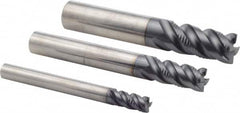 Iscar - 1/4 to 1/2", 4 Flute Roughing Square End Mill Set - TiAlN Coating, Solid Carbide, Single End, 1/4, 3/8, 1/2" Shank Diam - Americas Industrial Supply