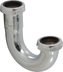 Federal Process - 1-1/4 Outside Diameter, 17 Gauge, P Trap J Bend Only - Chrome Coated, Brass - Americas Industrial Supply