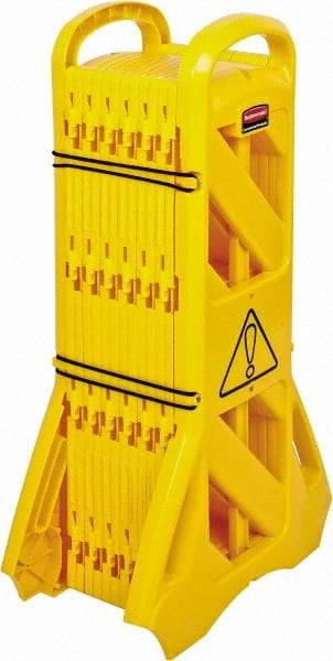 Rubbermaid - 40" High Folding Barricade - Plastic, Yellow - Americas Industrial Supply