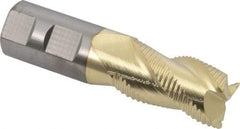 ProMax - 1" Diam, Coarse Pitch, 1-3/4" LOC, 3 Flute Solid Carbide 0.055-0.065" Corner Radius Roughing End Mill - ZrN Finish, 4" OAL, 1" Shank Diam, Single End, Centercutting, 40° Helix - Americas Industrial Supply
