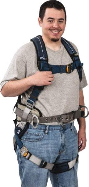 DBI/SALA - 420 Lb Capacity, Size L, Full Body Construction Safety Harness - Polyester Webbing, Side D-Ring, Quick Connect Leg Strap, Quick Connect Chest Strap - Americas Industrial Supply