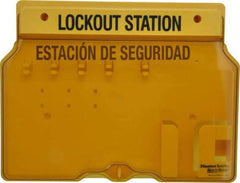 Master Lock - 1 Piece, Empty Polycarbonate Padlock Station - 16 Inch Wide x 12-1/4 Inch High x 1-3/4 Inch Deep, Yellow, Covered - Americas Industrial Supply