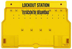 Master Lock - 1 Piece, Empty Polycarbonate Padlock Station - 22 Inch Wide x 15-1/2 Inch High x 1-3/4 Inch Deep, Yellow, Covered - Americas Industrial Supply