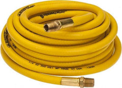 PRO-SOURCE - 1/4" ID x 15/32" OD 25' Long Multipurpose Air Hose - MNPT x MNPT Ends, 300 Working psi, 23 to 150°F, 1/4" Fitting, Yellow - Americas Industrial Supply