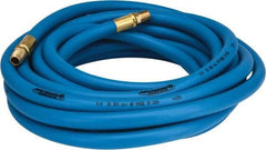 PRO-SOURCE - 3/8" ID x 19/32" OD 25' Long Multipurpose Air Hose - MNPT x MNPT Ends, 300 Working psi, 23 to 150°F, 1/4" Fitting, Blue - Americas Industrial Supply