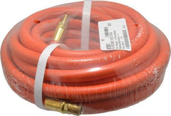 PRO-SOURCE - 3/8" ID x 19/32" OD 25' Long Multipurpose Air Hose - MNPT x MNPT Ends, 300 Working psi, 23 to 150°F, 1/4" Fitting, Orange - Americas Industrial Supply