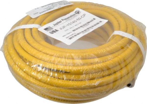 PRO-SOURCE - 1/4" ID x 15/32" OD 50' Long Multipurpose Air Hose - MNPT x MNPT Ends, 300 Working psi, 23 to 150°F, 1/4" Fitting, Yellow - Americas Industrial Supply