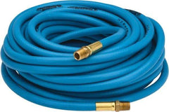 PRO-SOURCE - 1/4" ID x 15/32" OD 50' Long Multipurpose Air Hose - MNPT x MNPT Ends, 300 Working psi, 23 to 150°F, 1/4" Fitting, Blue - Americas Industrial Supply
