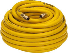 PRO-SOURCE - 3/8" ID x 19/32" OD 50' Long Multipurpose Air Hose - MNPT x MNPT Ends, 300 Working psi, 23 to 150°F, 1/4" Fitting, Yellow - Americas Industrial Supply