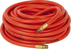 PRO-SOURCE - 3/8" ID x 19/32" OD 50' Long Multipurpose Air Hose - MNPT x MNPT Ends, 300 Working psi, 23 to 150°F, 1/4" Fitting, Orange - Americas Industrial Supply