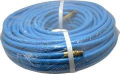 PRO-SOURCE - 1/4" ID x 15/32" OD 100' Long Multipurpose Air Hose - MNPT x MNPT Ends, 300 Working psi, 23 to 150°F, 1/4" Fitting, Blue - Americas Industrial Supply