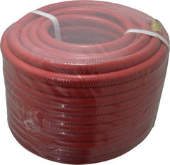 PRO-SOURCE - 3/8" ID x 19/32" OD 100' Long Multipurpose Air Hose - MNPT x MNPT Ends, 300 Working psi, 23 to 150°F, 1/4" Fitting, Red - Americas Industrial Supply