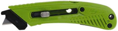 PHC - Retractable Utility Knife - 1-5/8" Blade, Lime Green Plastic Handle, 1 Blade Included - Americas Industrial Supply