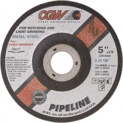 Camel Grinding Wheels - 24 Grit, 9" Wheel Diam, 1/8" Wheel Thickness, Type 27 Depressed Center Wheel - Coarse Grade, Aluminum Oxide, Resinoid Bond, 6,650 Max RPM - Americas Industrial Supply