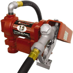 Tuthill - 15 GPM, 3/4" Hose Diam, AC Tank Pump with Manual Nozzle - 1" Inlet, 3/4" Outlet, 115 Volts, 12' Hose Length, 1/4 hp - Americas Industrial Supply