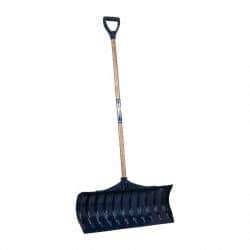 UnionTools - 30 Inch Wide Blade x 11-1/2 Inch High Blade Pusher Snow Shovel - 43 Inch Long Ash Shaft Handle with Poly D-Grip - Americas Industrial Supply