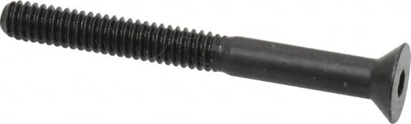 Made in USA - 1/4-20 UNC Hex Socket Drive, 82° Flat Screw - Alloy Steel, Black Oxide Finish, Partially Threaded, 2-1/2" OAL - Americas Industrial Supply