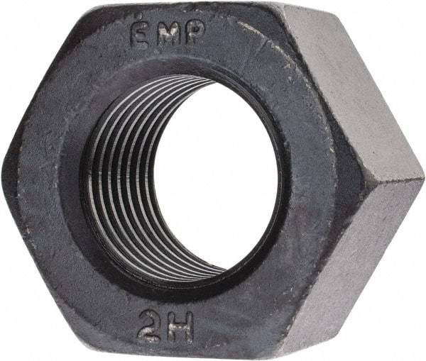 Value Collection - 2-8 UN Steel Right Hand Heavy Hex Nut - 3-1/8" Across Flats, 1-31/32" High, Uncoated, 2B Class of Fit - Americas Industrial Supply