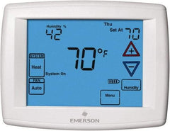 White-Rodgers - 45 to 99°F, 4 Heat, 2 Cool, Universal Touch Screen Programmable Thermostat - 0 to 30 Volts, Horizontal Mount, Electronic Contacts Switch - Americas Industrial Supply