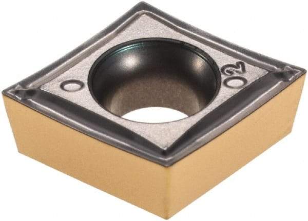 Iscar - CCMT3-0 SM Grade IC807 Carbide Turning Insert - TiAlN/TiN Finish, 80° Diamond, 3/8" Inscr Circle, 5/32" Thick, 0.0079" Corner Radius - Americas Industrial Supply