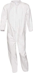 PRO-SAFE - Size 3XL Film Laminate Chemical Resistant Coveralls - White, Zipper Closure, Elastic Cuffs, Elastic Ankles, Serged Seams, ISO Class 5 - Americas Industrial Supply